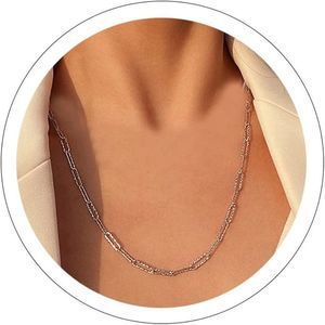 Silver Paperclip Chain Necklace for Women Gold Paperclip Necklace
